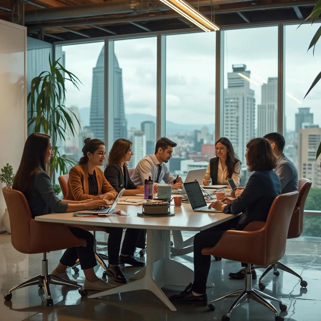 Equipo de EstrategiColombia en oficina moderna