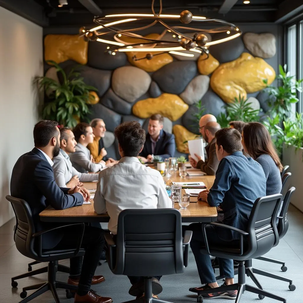 Equipo de consultores en reunión estratégica